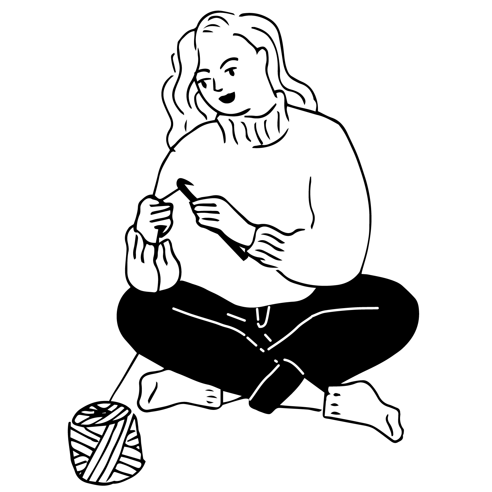 Animation einer häkelnden jungen Frau