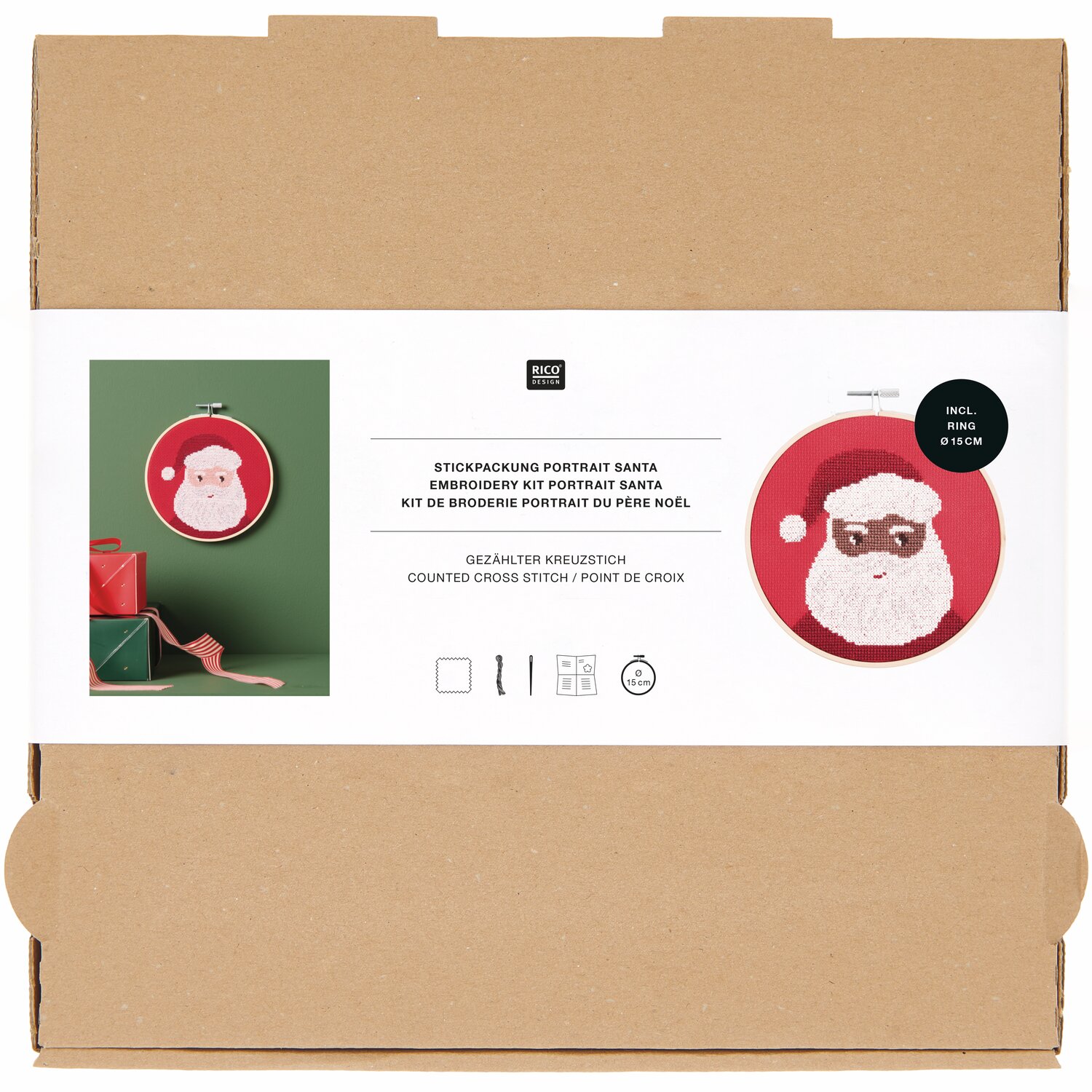 Stickpackung Portrait Santa Ø15cm von Rico Design