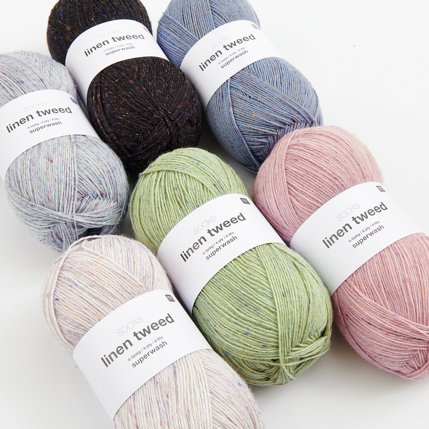 Socks Linen Tweed 4-fädig 100g 420m Farbe Rosa von Rico Design