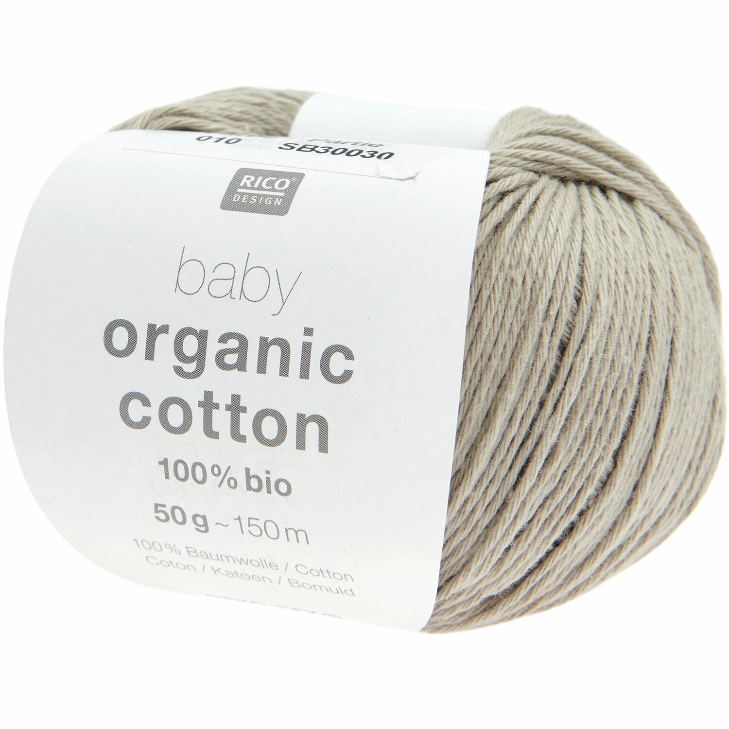 Baby Organic Cotton 50g 150m Farbe Grau von Rico Design Baby Organic Cotton: Graues Garn von Rico Design, 100% Bio-Baumwolle, 50g, 150m Länge.