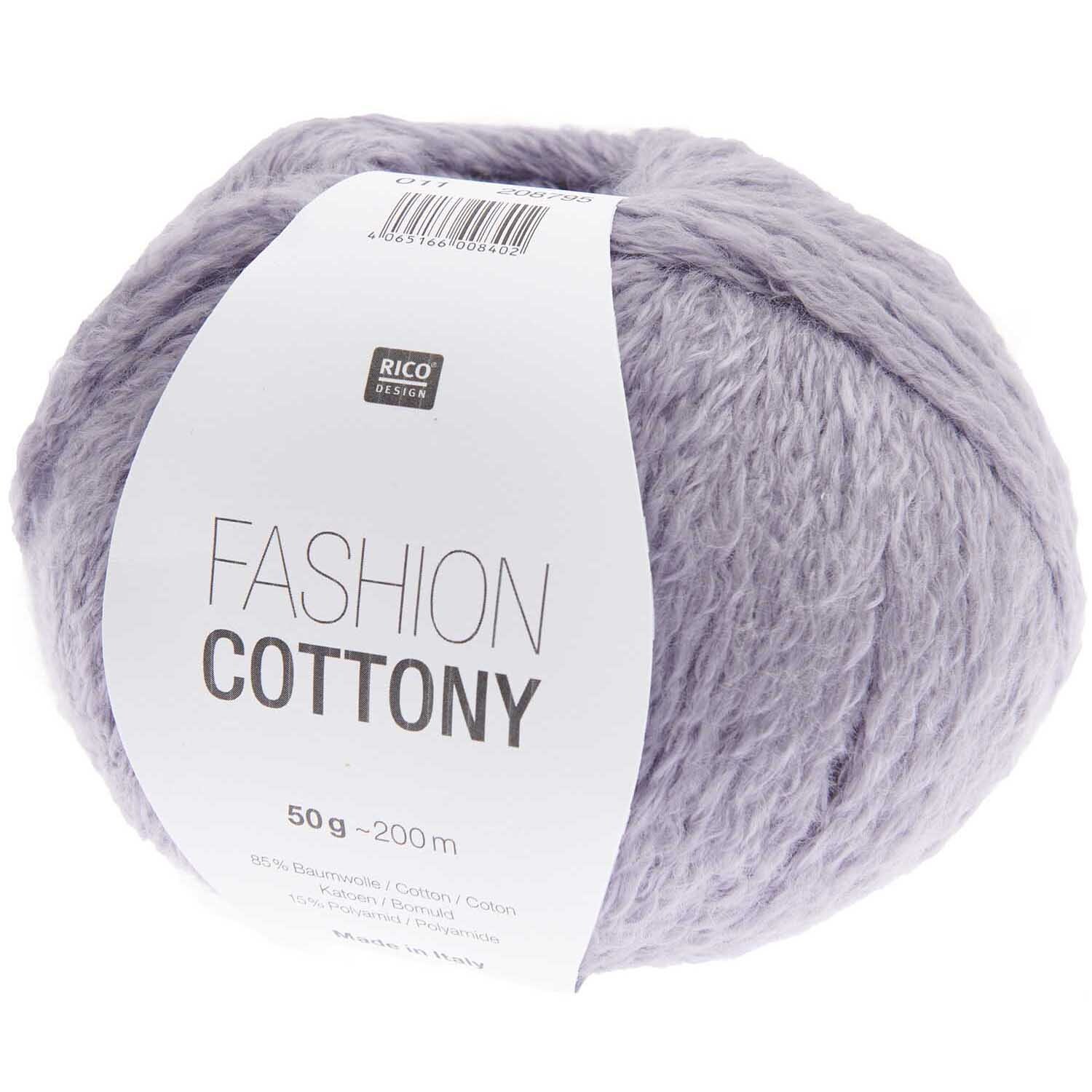 Fashion Cottony 50g 200m Farbe Lavendel Uni von Rico Design Fashion Cottony: Weiches Lavendelgarn von Rico Design, ideal für Strickprojekte, 50g 200m.
