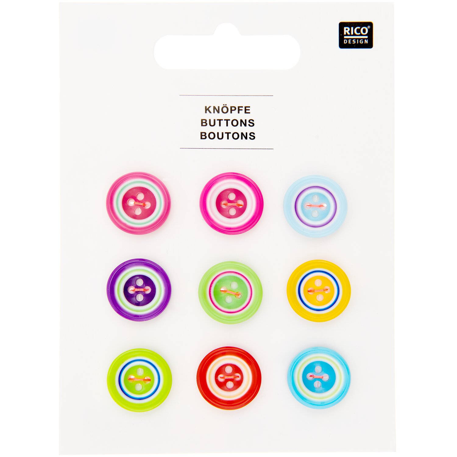 Knopfmix mehrfarbig 1,5cm 9 Stück von Rico Design