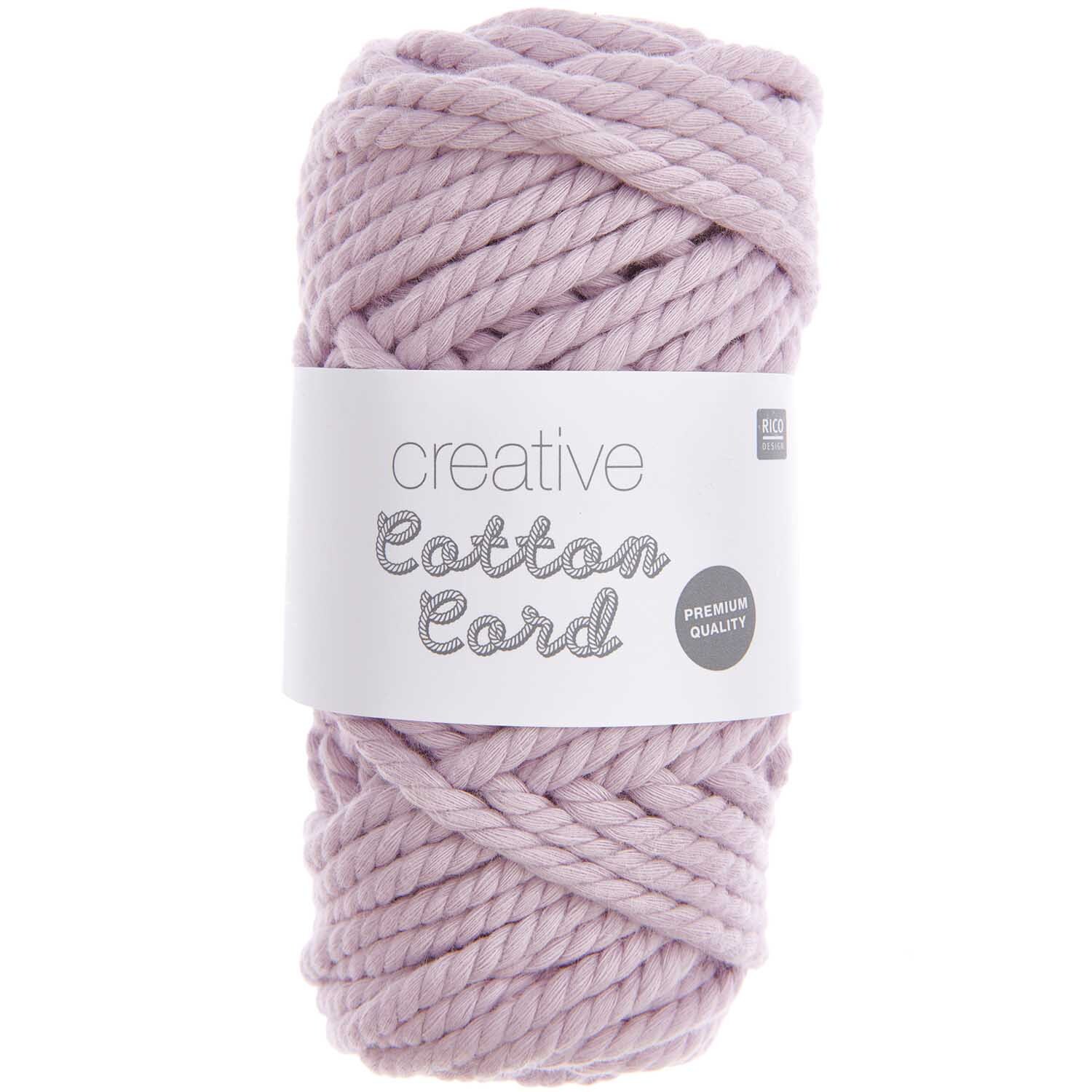Creative Cotton Cord Makramee-Garn in Lavendel von Rico Design, 130g, 25m, ideal für DIY-Projekte.