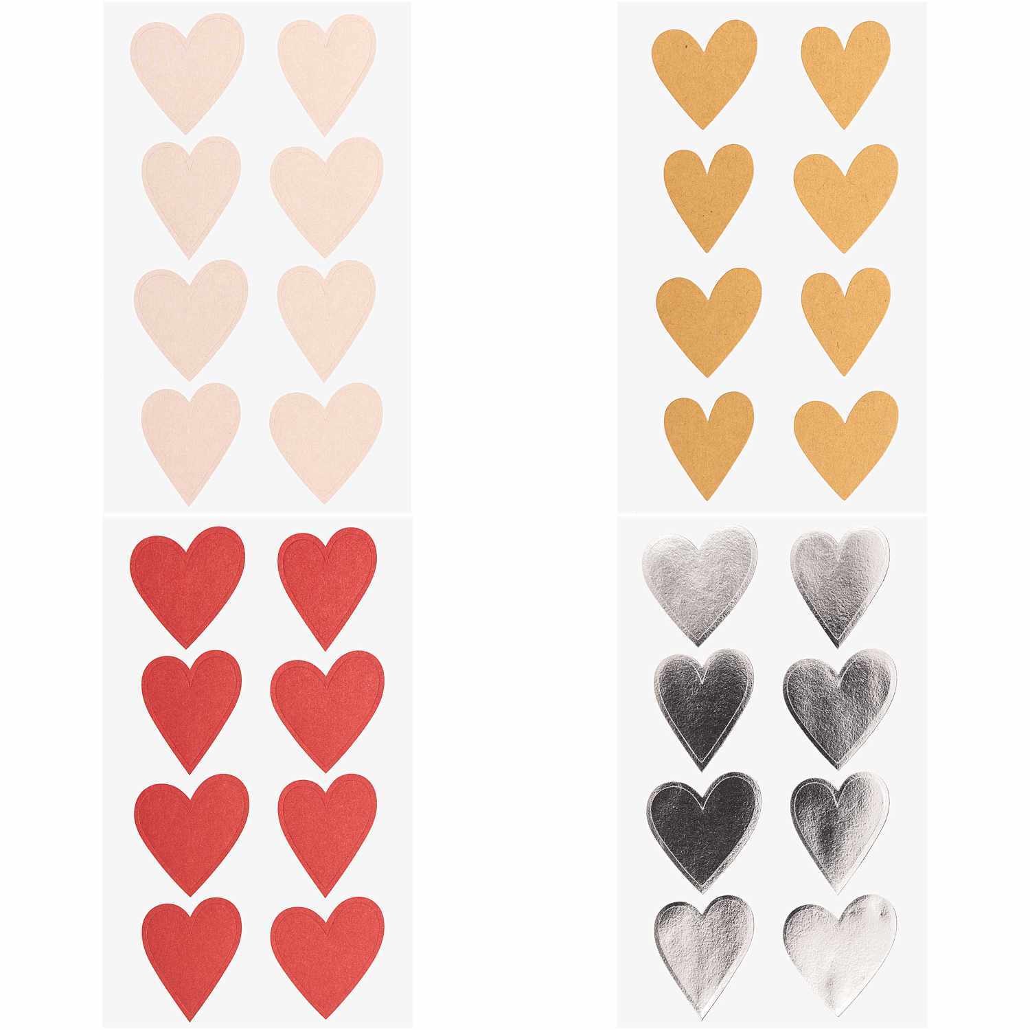 Paper Poetry Sticker Herzen 4 Blatt puder