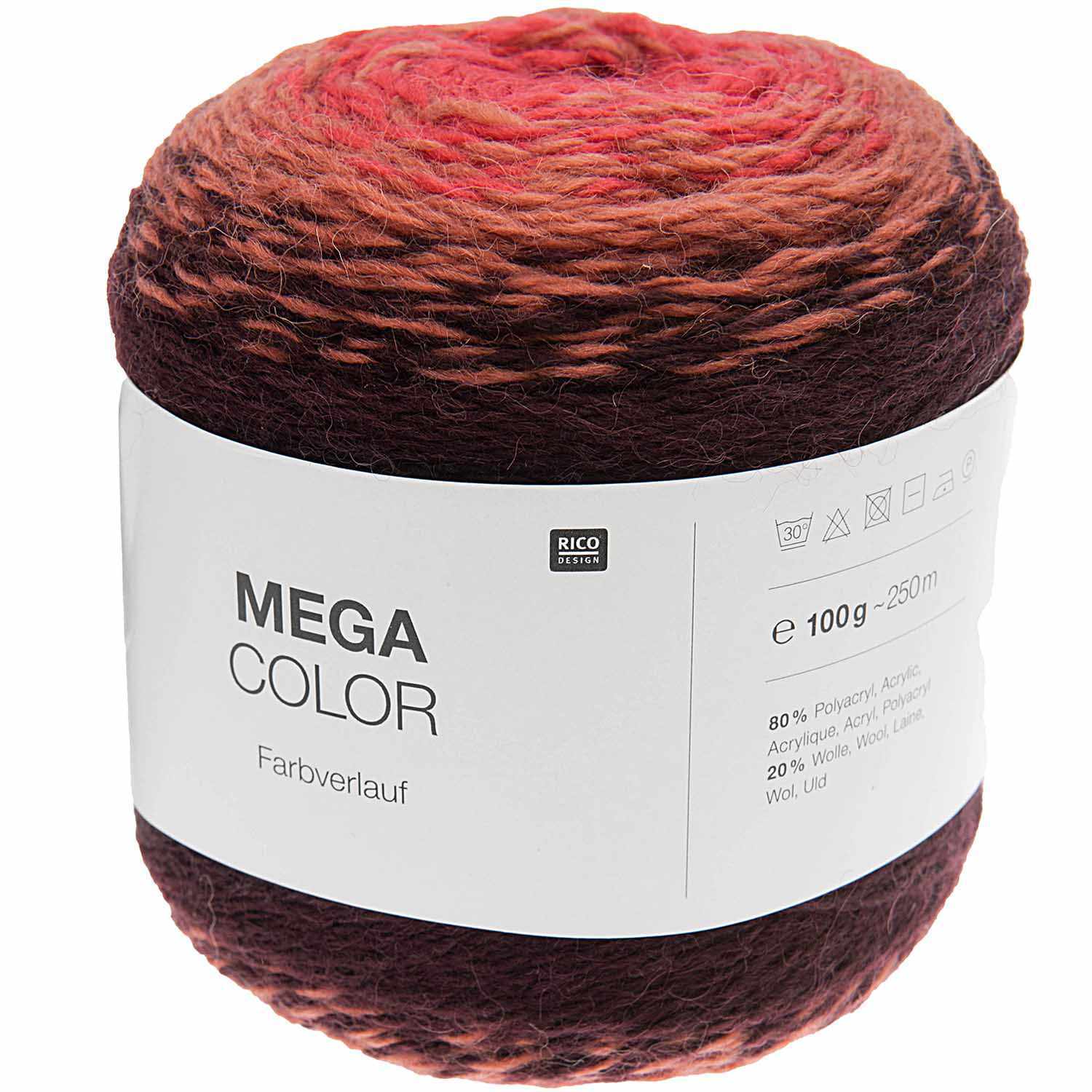 Rico Design Mega Color 100g 250m rot Mix