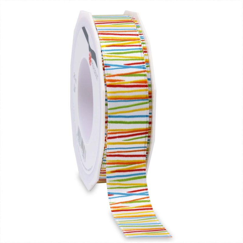 PRÄSENT Satinband Konfetti Streifen 25mm 3m