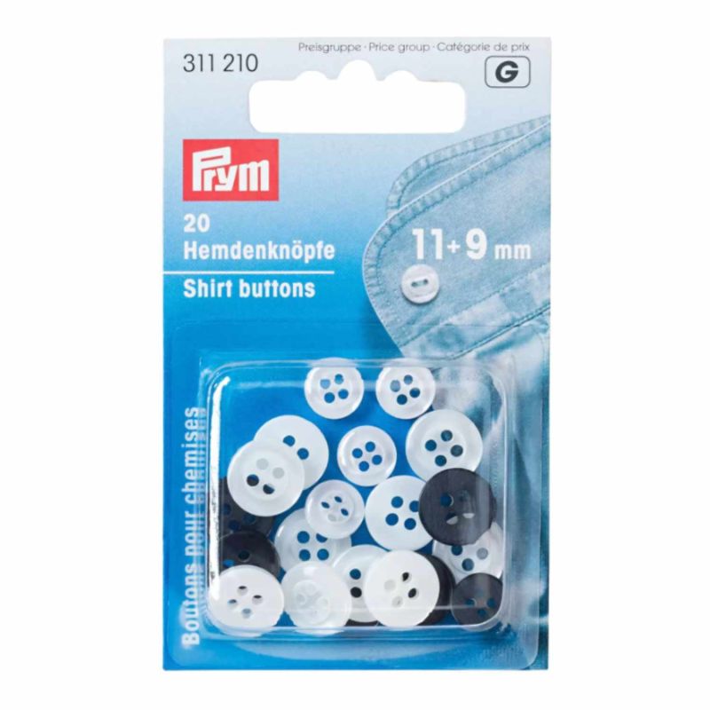 Prym Hemdenknöpfe perlmutt 11mm und 9mm 30 Stück